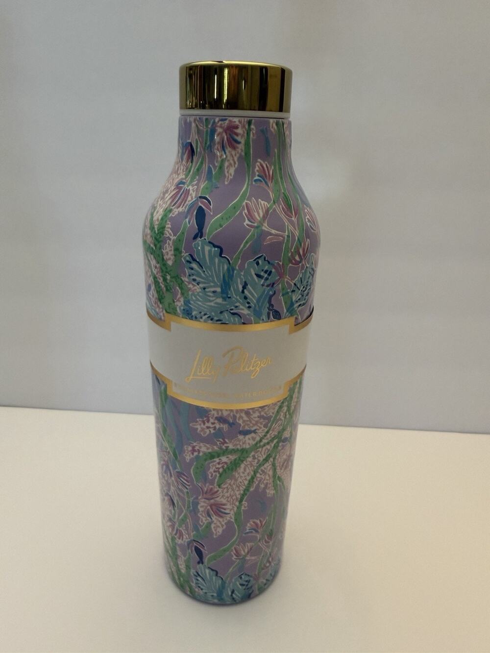 Lilly Pulitzer Seacret Escape Stainless Steel Water Bottle 20oz Purple Floral